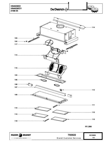 Pièces détachées DE DIETRICH HN4636E2 7X0622 Annee 0 7X0622 