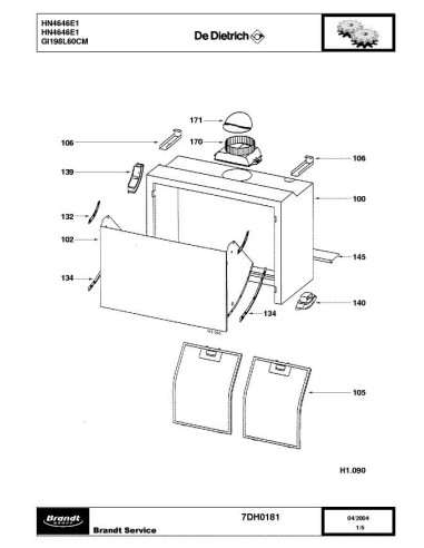 Pièces détachées DE DIETRICH HN4646E1 7DH0181 7DH0350 Annee 0 7DH0181 