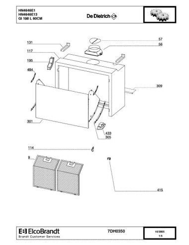 Pièces détachées DE DIETRICH HN4646E1 7DH0181 7DH0350 Annee 0 7DH0350 