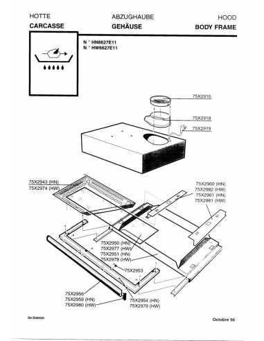 Pièces détachées DE DIETRICH HN6627E1 7DH0136 Annee 0 7DH0136 