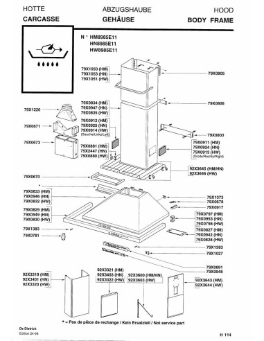 Pièces détachées DE DIETRICH HN8985E1 REP-005562 Annee 0 REP-005562 