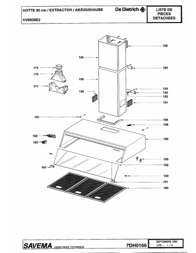 Pièces détachées DE DIETRICH HV8936E2 7DH0166 Annee 0 7DH0166 