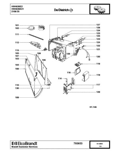 Pièces détachées DE DIETRICH HW4636E2 7X0653 Annee 0 7X0653 