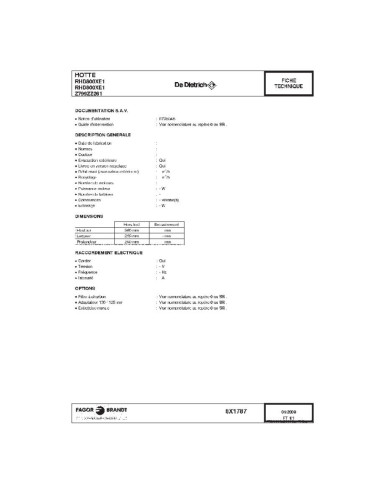 Pièces détachées DE DIETRICH RHD800XE1 RHD800XE1 