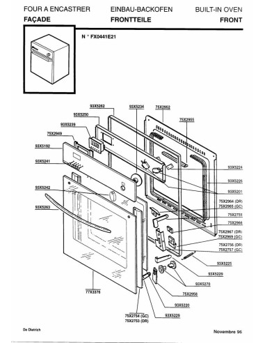 Pièces détachées DE DIETRICH FX0441E2N 7DF0318 Annee 0 7DF0318 