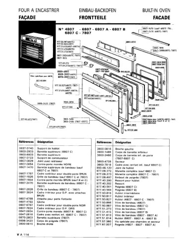 Pièces détachées DE DIETRICH 4807 4807 