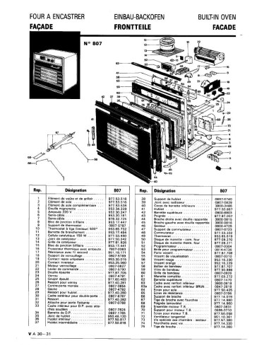 Pièces détachées DE DIETRICH 807 807 