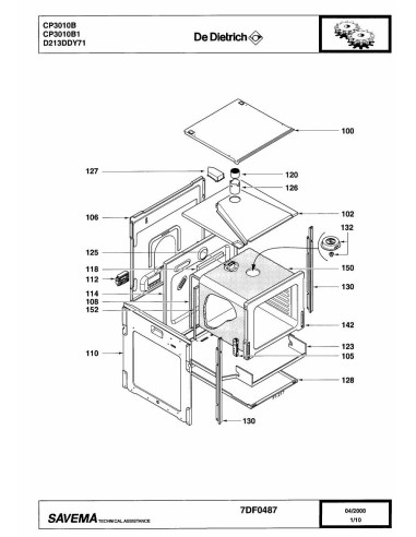 Pièces détachées DE DIETRICH CP3010B 7DF0487 Annee 0 7DF0487 