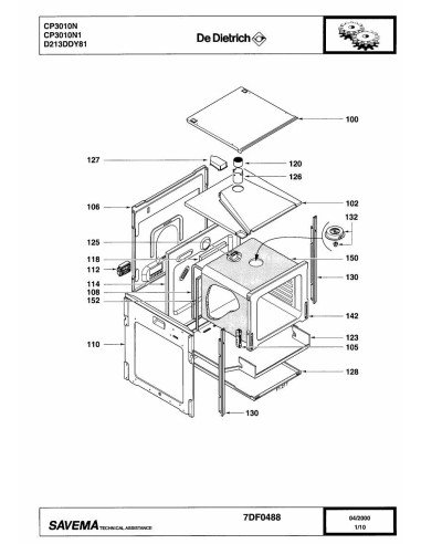 Pièces détachées DE DIETRICH CP3010N 7DF0488 Annee 0 7DF0488 