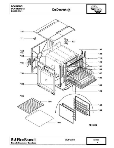 Pièces détachées DE DIETRICH DOC310BE1 DOC310BE11 7DF0751 Annee 0 7DF0751 