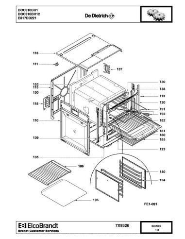 Pièces détachées DE DIETRICH DOC310BH1 7X0799 7X9326 Annee 0 7X9326 