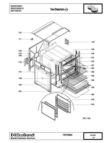 Pièces détachées DE DIETRICH DOC310XE1 7DF0800 Annee 0 7DF0800 
