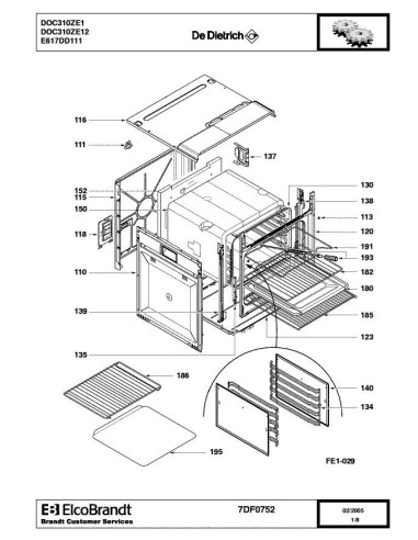 Pièces détachées DE DIETRICH DOC310ZE1 7DF0752 Annee 0 7DF0752 