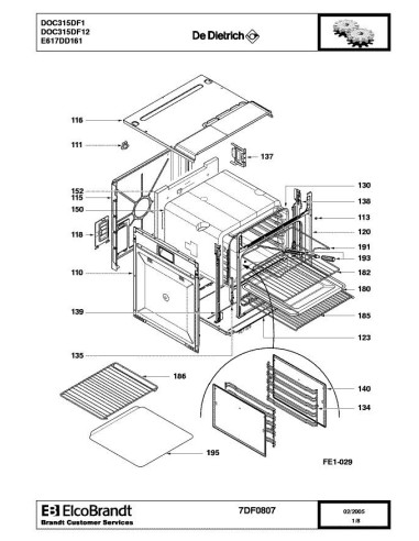 Pièces détachées DE DIETRICH DOC315DF1 7DF0807 Annee 0 7DF0807 