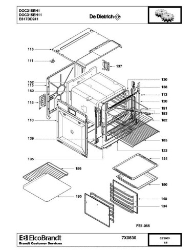 Pièces détachées DE DIETRICH DOC315EH1 7X0830 7X1334 Annee 0 7X0830 