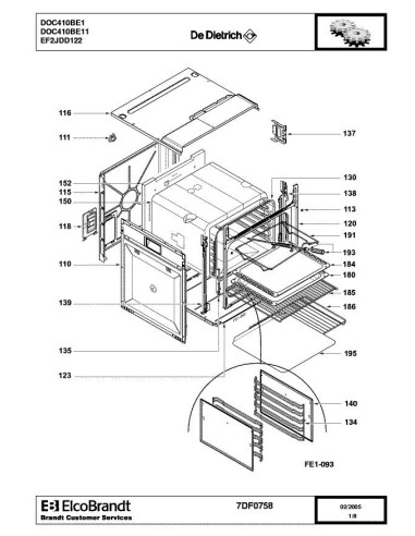 Pièces détachées DE DIETRICH DOC410BE1 DOC410BE11 7DF0758 Annee 0 7DF0758 