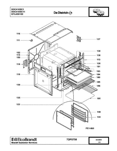 Pièces détachées DE DIETRICH DOC410BE1 DOC410BE11 7DF0758 