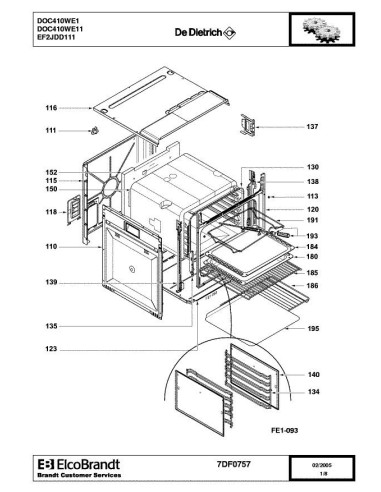 Pièces détachées DE DIETRICH DOC410WE1 DOC410WE11 7DF0757 Annee 0 7DF0757 