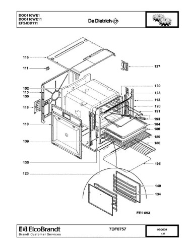 Pièces détachées DE DIETRICH DOC410WE1 DOC410WE11 7DF0757 
