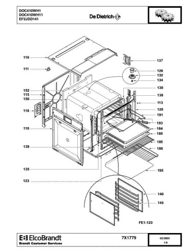 Pièces détachées DE DIETRICH DOC410WH1 7X1779 Annee 0 7X1779 