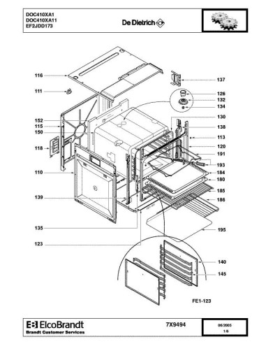 Pièces détachées DE DIETRICH DOC410XA1 7X9494 Annee 0 7X9494 