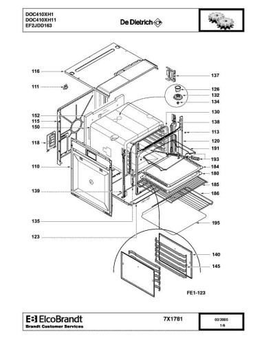 Pièces détachées DE DIETRICH DOC410XH1 7X1781 Annee 0 7X1781 