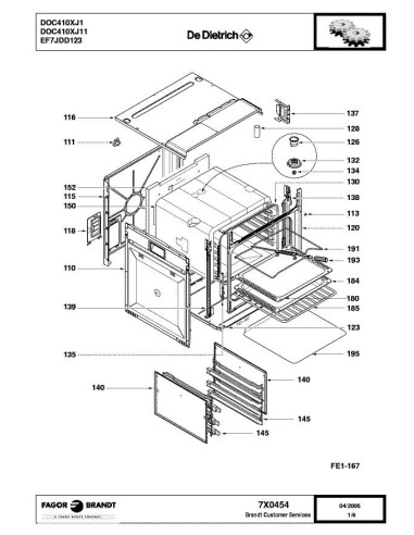 Pièces détachées DE DIETRICH DOC410XJ1 7X0454 Annee 0 7X0454 