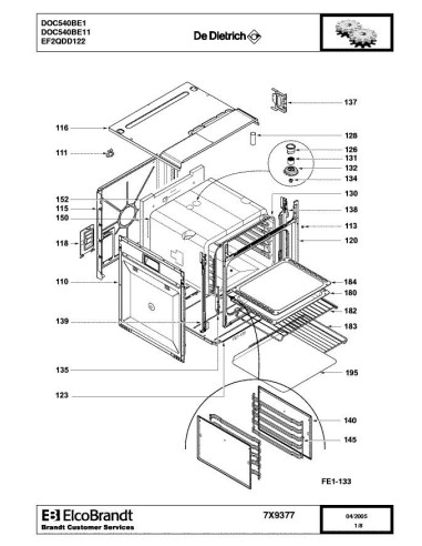 Pièces détachées DE DIETRICH DOC540BE1 7X9377 Annee 0 7X9377 