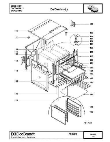 Pièces détachées DE DIETRICH DOC540XA1 7X9497 7X9723 Annee 0 7X9723 
