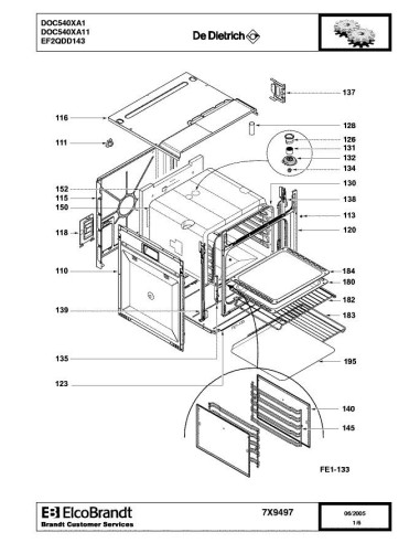 Pièces détachées DE DIETRICH DOC540XA1 7X9497 7X9723 Annee 0 7X9497 