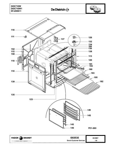 Pièces détachées DE DIETRICH DOC710W 8X0535 Annee 0 8X0535 