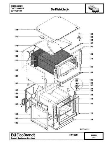 Pièces détachées DE DIETRICH DOD338XU1 7X1699 Annee 0 7X1699 