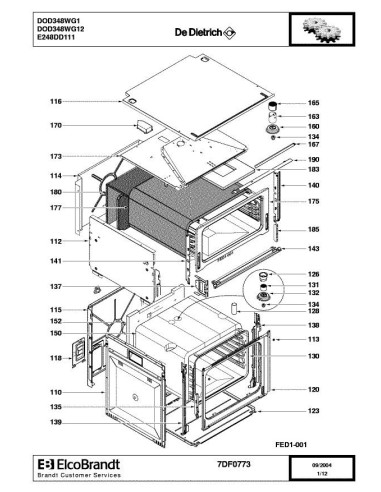 Pièces détachées DE DIETRICH DOD348WG1 7DF0773 Annee 0 7DF0773 