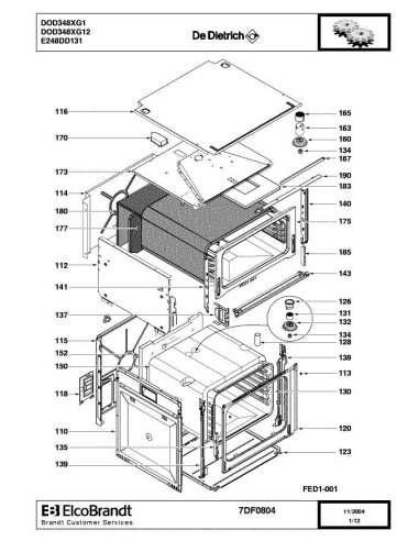 Pièces détachées DE DIETRICH DOD348XG1 7DF0804 Annee 0 7DF0804 