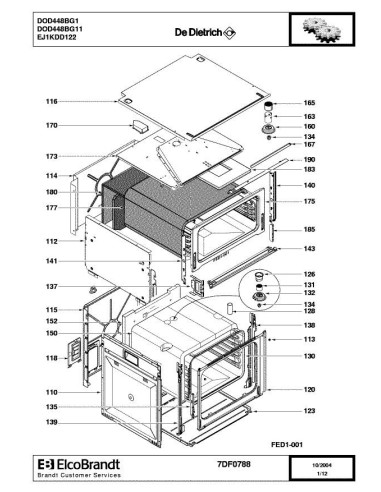 Pièces détachées DE DIETRICH DOD448BG1 7DF0788 7DF0813 Annee 0 7DF0788 