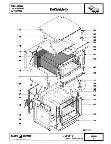 Pièces détachées DE DIETRICH DOD448BG1 7DF0788 7DF0813 Annee 0 7DF0813 