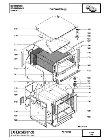 Pièces détachées DE DIETRICH DOD448WG1 7DF0787 7DF0815 Annee 0 7DF0787 