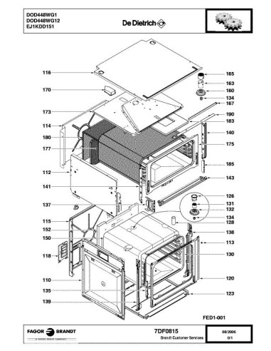 Pièces détachées DE DIETRICH DOD448WG1 7DF0787 7DF0815 Annee 0 7DF0815 