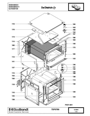 Pièces détachées DE DIETRICH DOD448XG1 7DF0789 7DF0814 Annee 0 7DF0789 