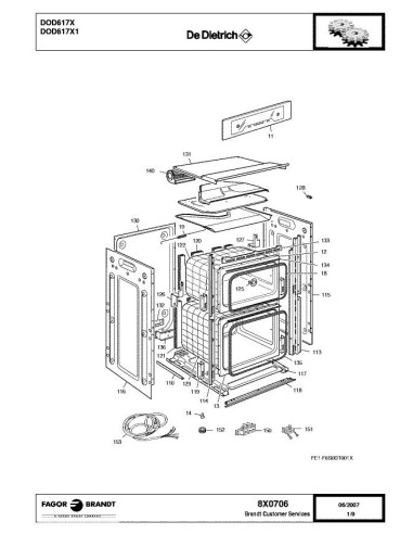 Pièces détachées DE DIETRICH DOD617X 8X0706 Annee 0 8X0706 