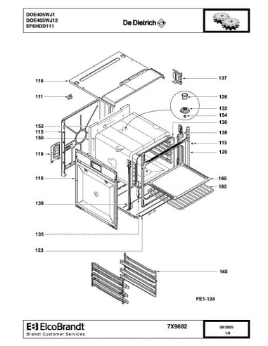 Pièces détachées DE DIETRICH DOE405WJ1 7X1787 7X9682 Annee 0 7X9682 