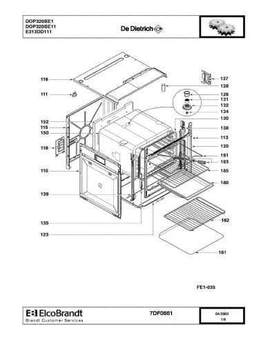 Pièces détachées DE DIETRICH DOP320BE1 DOP320BE11 