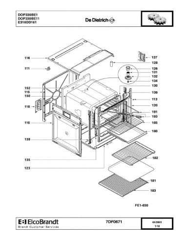 Pièces détachées DE DIETRICH DOP330BE1 DOP330BE11 