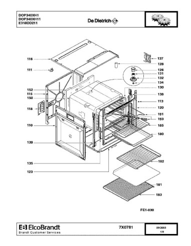 Pièces détachées DE DIETRICH DOP340XH1 DOP340XH11 