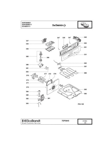 Pièces détachées DE DIETRICH DOP350BE1 DOP350BE11 