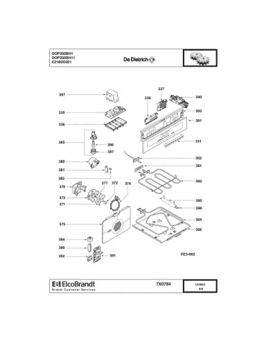 Pièces détachées DE DIETRICH DOP350BH1 DOP350BH11 