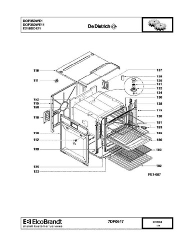 Pièces détachées DE DIETRICH DOP350WE1 DOP350WE11 