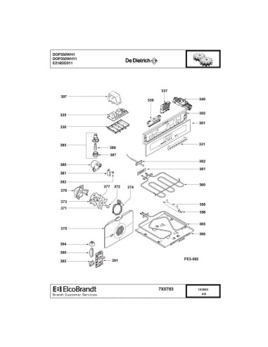 Pièces détachées DE DIETRICH DOP350WH1 DOP350WH11 