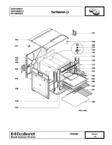 Pièces détachées DE DIETRICH DOP440BH1 DOP440BH11 7X9482 