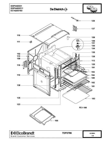Pièces détachées DE DIETRICH DOP440XE1 DOP440XE11 7DF0786 Annee 0 7DF0786 